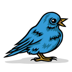 Cute Bluebird Blue Baby Bird Cartoon Mascot Illustration Vector Drawing Art