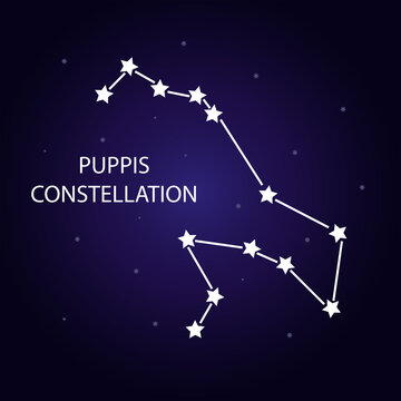 The constellation of Puppis with bright stars. Vector illustration.
