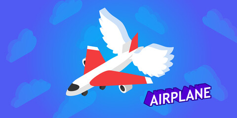Airplane isometric design icon. Vector web illustration. 3d colorful concept