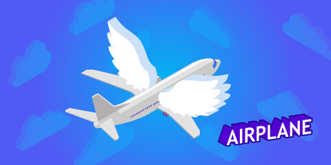 Airplane isometric design icon. Vector web illustration. 3d colorful concept