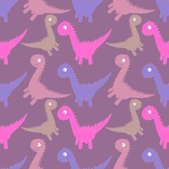 Kids seamless cartoon dinosaur pattern for fabrics and packaging and linens and wrapping paper and summer print
