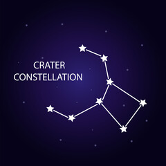 Obraz na płótnie Canvas The constellation of Crater with bright stars. Vector illustration.