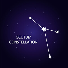 Obraz na płótnie Canvas The constellation of Scutum with bright stars. Vector illustration.