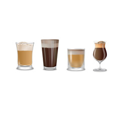 Coffee types set, vector realistic isolated illustration
