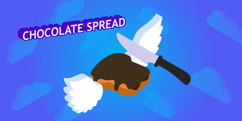 Chocolate spread isometric design icon. Vector web illustration. 3d colorful concept