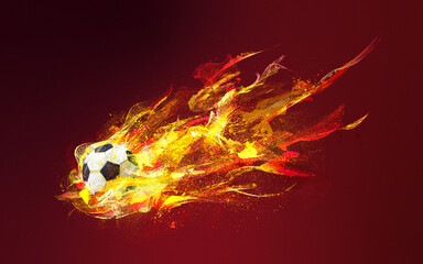 illustration of soccer ball, Football with burning fire image