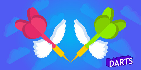 Darts isometric design icon. Vector web illustration. 3d colorful concept