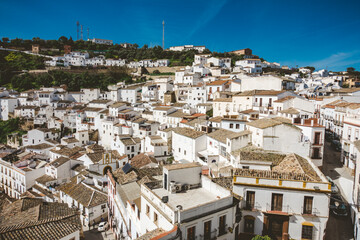 Fototapeta na wymiar view of rooftops of Andalusian village on clear day