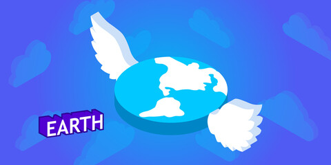 Earth isometric design icon. Vector web illustration. 3d colorful concept