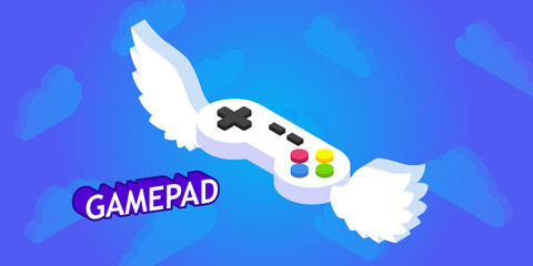 Gamepad isometric design icon. Vector web illustration. 3d colorful concept