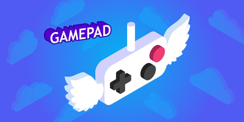 Gamepad isometric design icon. Vector web illustration. 3d colorful concept