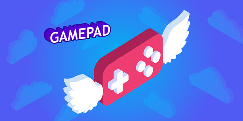 Gamepad isometric design icon. Vector web illustration. 3d colorful concept