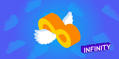 Infinity isometric design icon. Vector web illustration. 3d colorful concept
