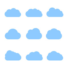 Clouds collection, vector icon silhouettes on white background.