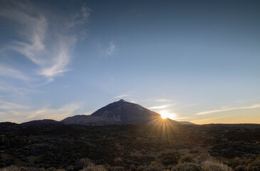 el teide with sun setting tenerife
