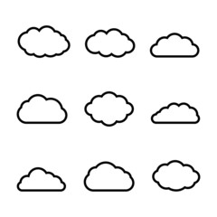 Clouds collection, vector icon silhouettes on white background.