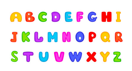 Letters of the alphabet in cartoon style. Alphabet coloring book for kids. Hand drawn vector alphabet letters signs doodle font set. Vector illustration