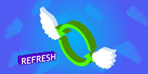 Refresh isometric design icon. Vector web illustration. 3d colorful concept