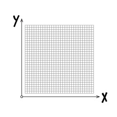 Empty graph with x and y axis and grid - obrazy, fototapety, plakaty