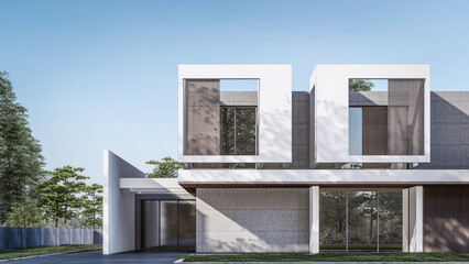 3D rendering illustration of modern house