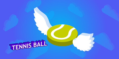 Tennis ball isometric design icon. Vector web illustration. 3d colorful concept