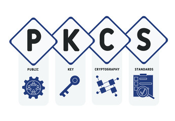 PKCS - Public Key Cryptography Standards acronym. business concept background. vector illustration concept with keywords and icons. lettering illustration with icons for web banner, flyer, landing pag