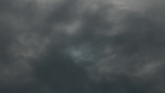 4K Timelapse view of a dark cloudy sky just before sunset - dramatic view