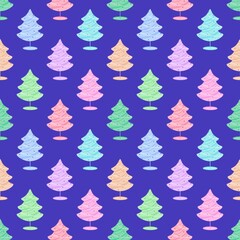 Obraz premium Seamless christmas tree pattern for new year gifts and fabrics
