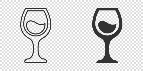 Wine glass icon in flat style. Champagne beverage vector illustration on isolated background. Cocktail drink sign business concept.