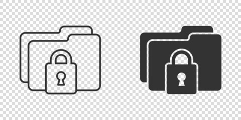 Obraz premium Files folder permission icon in flat style. Document access vector illustration on isolated background. Secret archive sign business concept.