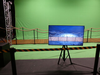 fond vert sur un plateau de tournage