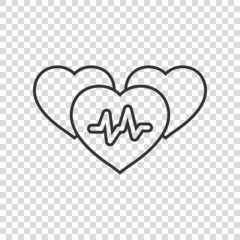 Arterial blood pressure icon in flat style. Heartbeat monitor vector illustration on isolated background. Pulse diagnosis sign business concept.