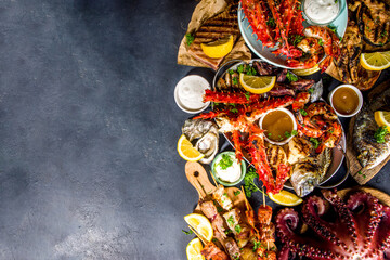 BBQ grilled fish and seafood