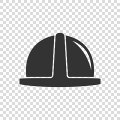 Construction helmet icon in flat style. Safety cap vector illustration on isolated background. Worker hat sign business concept.