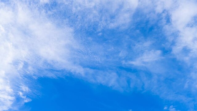 4K Timelapse of white clouds during a spring day with blue sky background