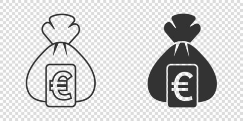 Money bag icon in flat style. Moneybag vector illustration on isolated background. Coin sack sign business concept.