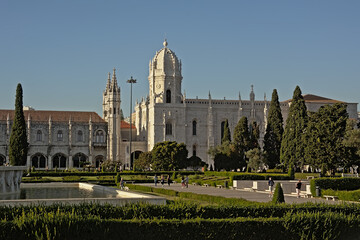 Fototapeta premium Jeronimos monastery and praca do imperio, Belem, Lisbon