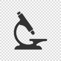 Microscope icon in flat style. Laboratory magnifier vector illustration on isolated background. Biology instrument sign business concept.