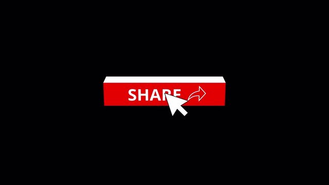 Subscribe Like Share 3D Button 4k 60fps Transparent background