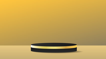 Product display with black and gold  podium on yellow background fresh mind , illustration Vector EPS 10