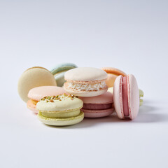 colorful macaroons on a white background