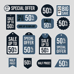 Set of Sale banner and discount labels design.