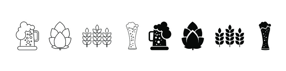 Beer icon vector set. bar illustration sign collection. alcohol symbol or logo.