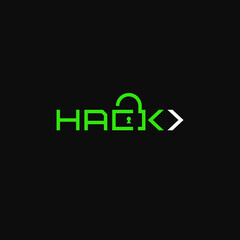 Hack text logo design.