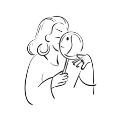Stick figures: a very simple line illustration of a person in different life situations, hand-drawn with a graphic brush. Caricatures from people's lives.