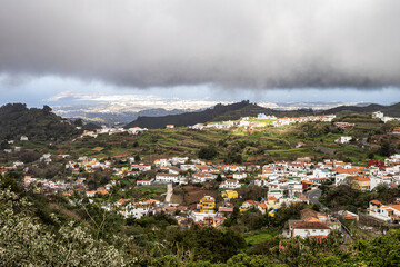 Fototapeta na wymiar Rocky landscape at the village of Lanzarote on Gran Canaria island, Spain.