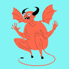 Vector Illustration Devil Cartoon Style