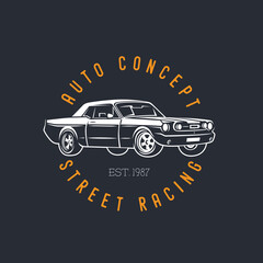Car emblem. Street racing.
