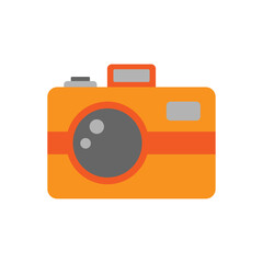 Photocamera icon. Flat vector illustration of photocamera. Isolated on
white background