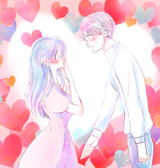 	告白する男性とうれしい女性